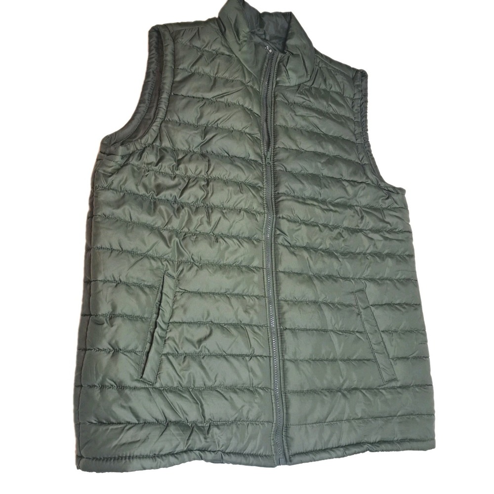 Jackson Hole Outerwear Puffer Vest Womens L Olive Green Quilted Full Zip